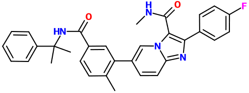 (image for) MC003057 2-(4-Fluorophenyl)-N-methyl-6-(2-methyl-5-(2-phenylpropan-2-ylcarbamoyl)phenyl)imidazo[1,2-a]pyridine-3-carboxamide